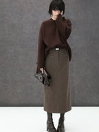 COCOBELLA High Waist Pocket Midi Straight H Line Office Polyester Blend Skirts