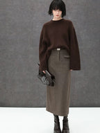 COCOBELLA High Waist Pocket Midi Straight H Line Office Polyester Blend Skirts