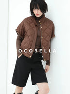 COCOBELLA High Waist Pu Straight Leg 3D Embellished Office Workwear Black Pants