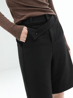 COCOBELLA High Waist Pu Straight Leg 3D Embellished Office Workwear Black Pants