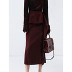 COCOBELLA_High_Waist_Ruffle_Asymmetric_Slit_H_Line_Office_Work_Midi_Straight_Skirts_MISSTT