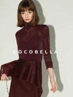 COCOBELLA High Waist Ruffle Asymmetric Slit H Line Office Work Midi Straight Skirts