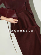 COCOBELLA High Waist Ruffle Asymmetric Slit H Line Office Work Midi Straight Skirts