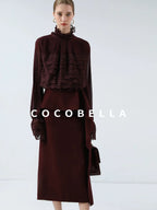 COCOBELLA High Waist Ruffle Asymmetric Slit H Line Office Work Midi Straight Skirts