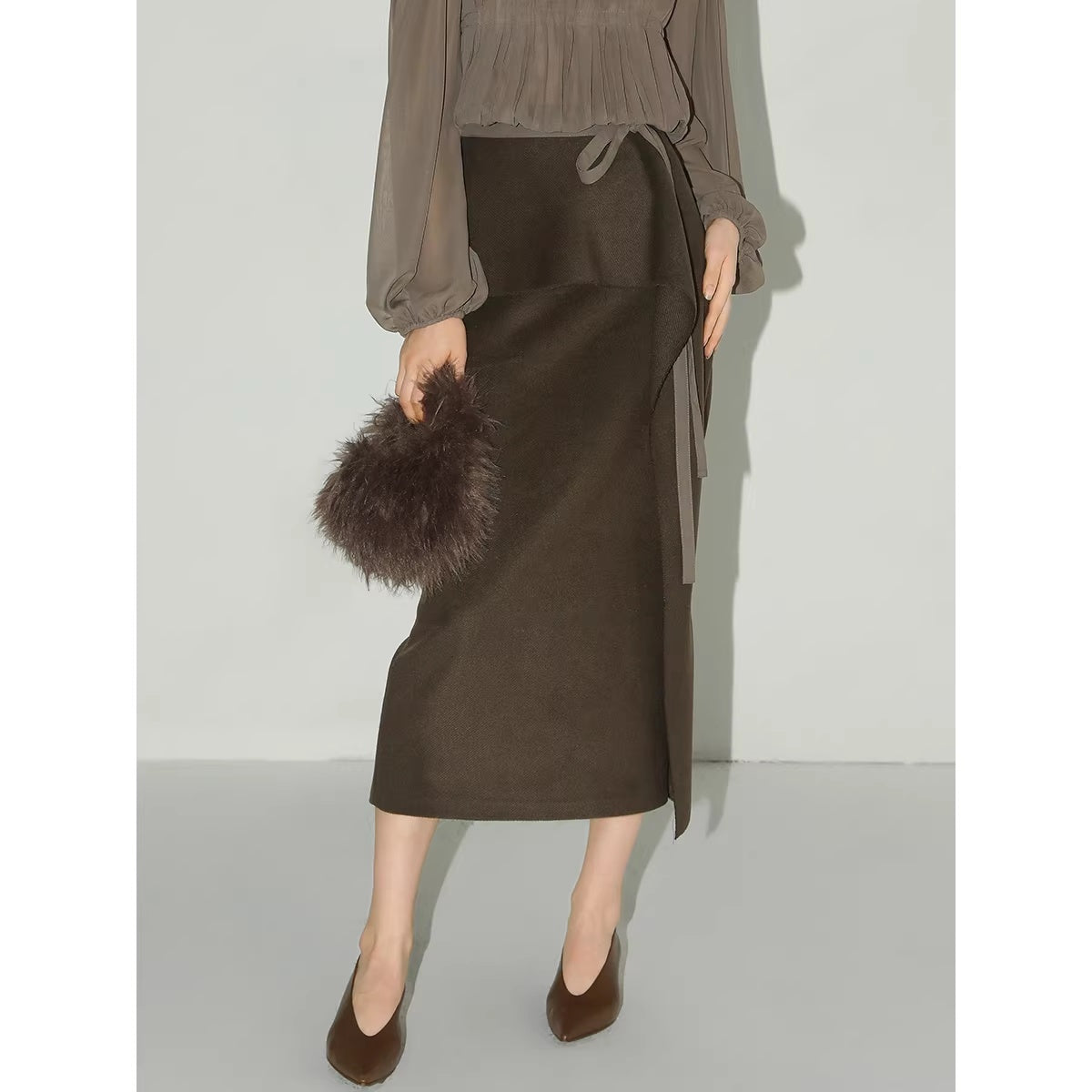 COCOBELLA_High_Waist_Ruffle_Hem_Office_Straight_Pencil_H_Line_Women_Workwear_Midi_Skirts_MISSTT