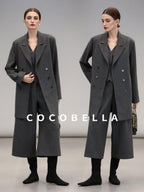 COCOBELLA High Waist Sculpted Tailored Wide Leg Office Chic Paris Gray Wool Blend Pants