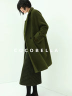 COCOBELLA High Waist Shimmer Wool Blend Straight Midi Lady Office Skirts