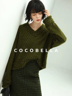 COCOBELLA High Waist Shimmer Wool Blend Straight Midi Lady Office Skirts