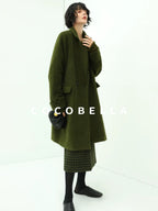 COCOBELLA High Waist Shimmer Wool Blend Straight Midi Lady Office Skirts