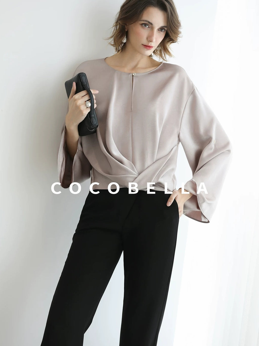 COCOBELLA High Waist Sleek Micro Flare Office Ol Tailored Black Women Pants