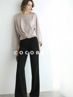 COCOBELLA High Waist Sleek Micro Flare Office Ol Tailored Black Women Pants