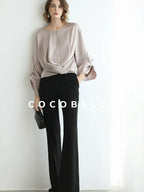 COCOBELLA High Waist Sleek Micro Flare Office Ol Tailored Black Women Pants