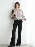 COCOBELLA High Waist Sleek Micro Flare Office Ol Tailored Black Women Pants