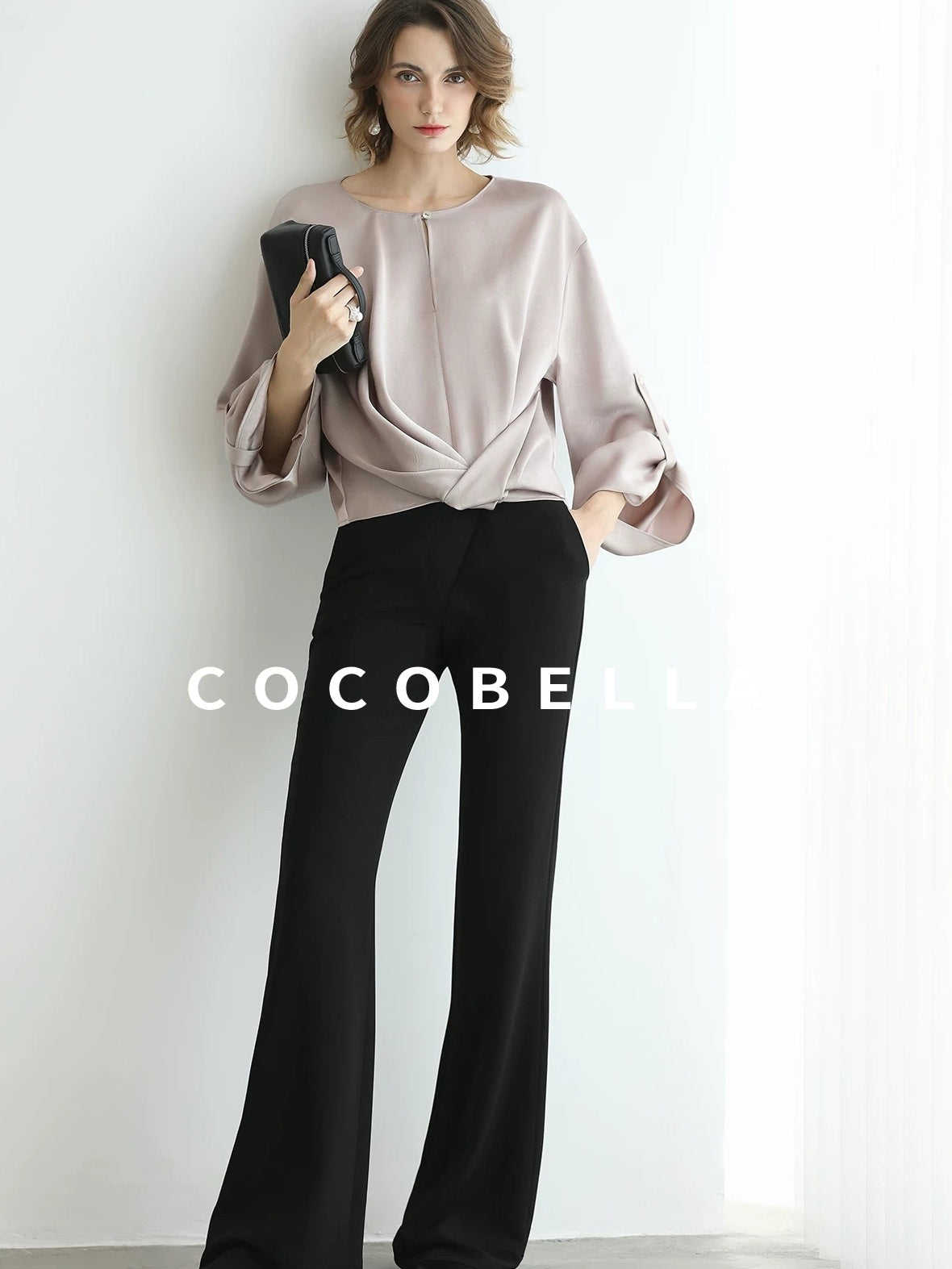 COCOBELLA High Waist Sleek Micro Flare Office Ol Tailored Black Women Pants