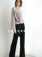 COCOBELLA High Waist Sleek Micro Flare Office Ol Tailored Black Women Pants