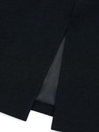 COCOBELLA High Waist Slit Office A Line Women Black Polyester Viscose Wool Blend Skirts