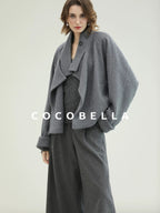 COCOBELLA High Waist Tailored Wide Leg Workwear Ol Minimalist Wool Blend Paris Gray Pants