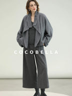 COCOBELLA High Waist Tailored Wide Leg Workwear Ol Minimalist Wool Blend Paris Gray Pants