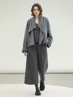 COCOBELLA High Waist Tailored Wide Leg Workwear Ol Minimalist Wool Blend Paris Gray Pants