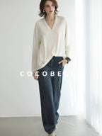 COCOBELLA High Waist Vintage Straight Leg Denim Blue Casual Cotton Blend Women Pants