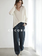 COCOBELLA High Waist Vintage Straight Leg Denim Blue Casual Cotton Blend Women Pants