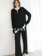 COCOBELLA High Waist Wide Leg Knit Elastic Waist Casual Loose Solid Color Women Pants