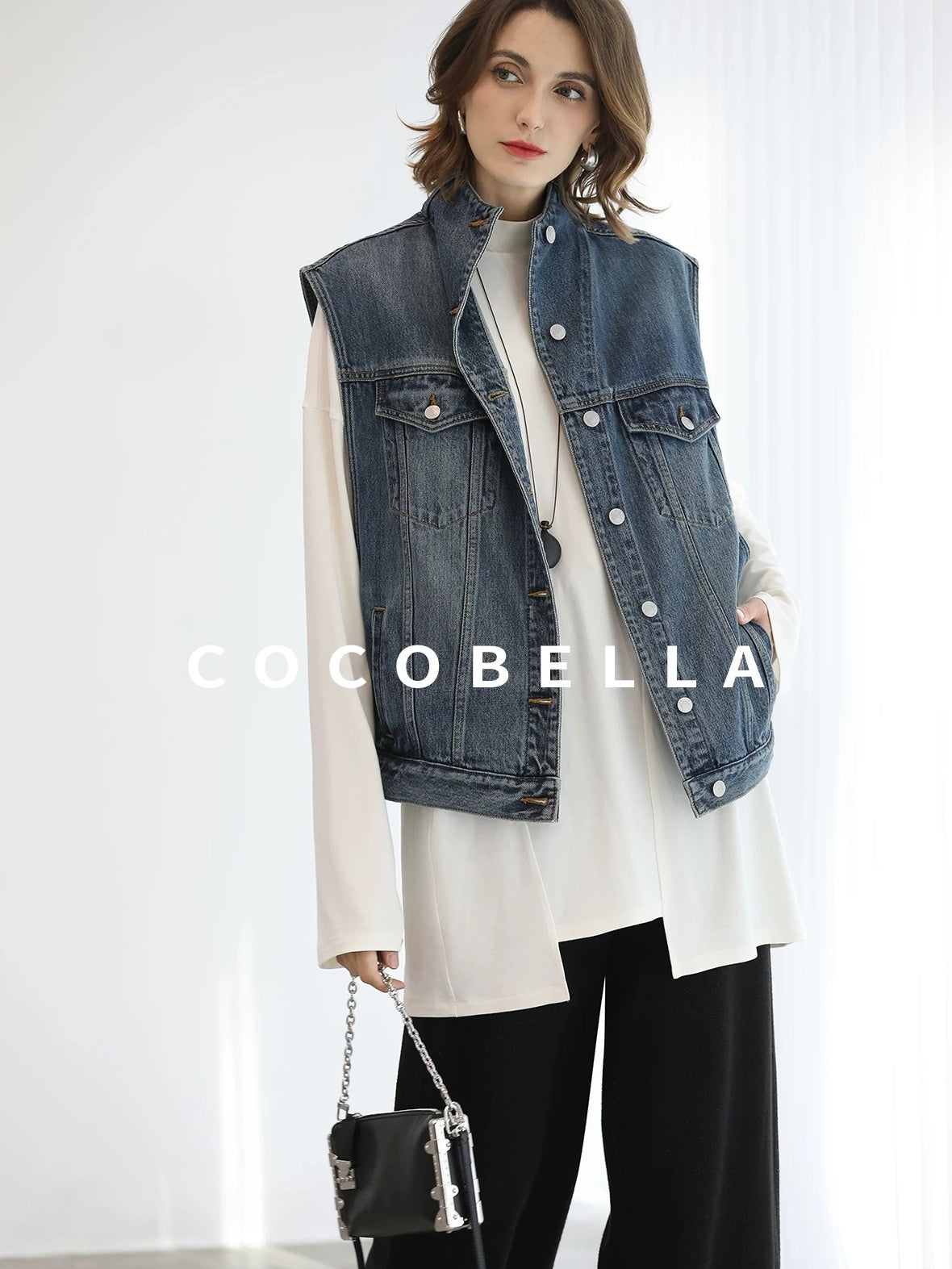COCOBELLA High Waist Wide Leg Knit Elastic Waist Casual Loose Solid Color Women Pants