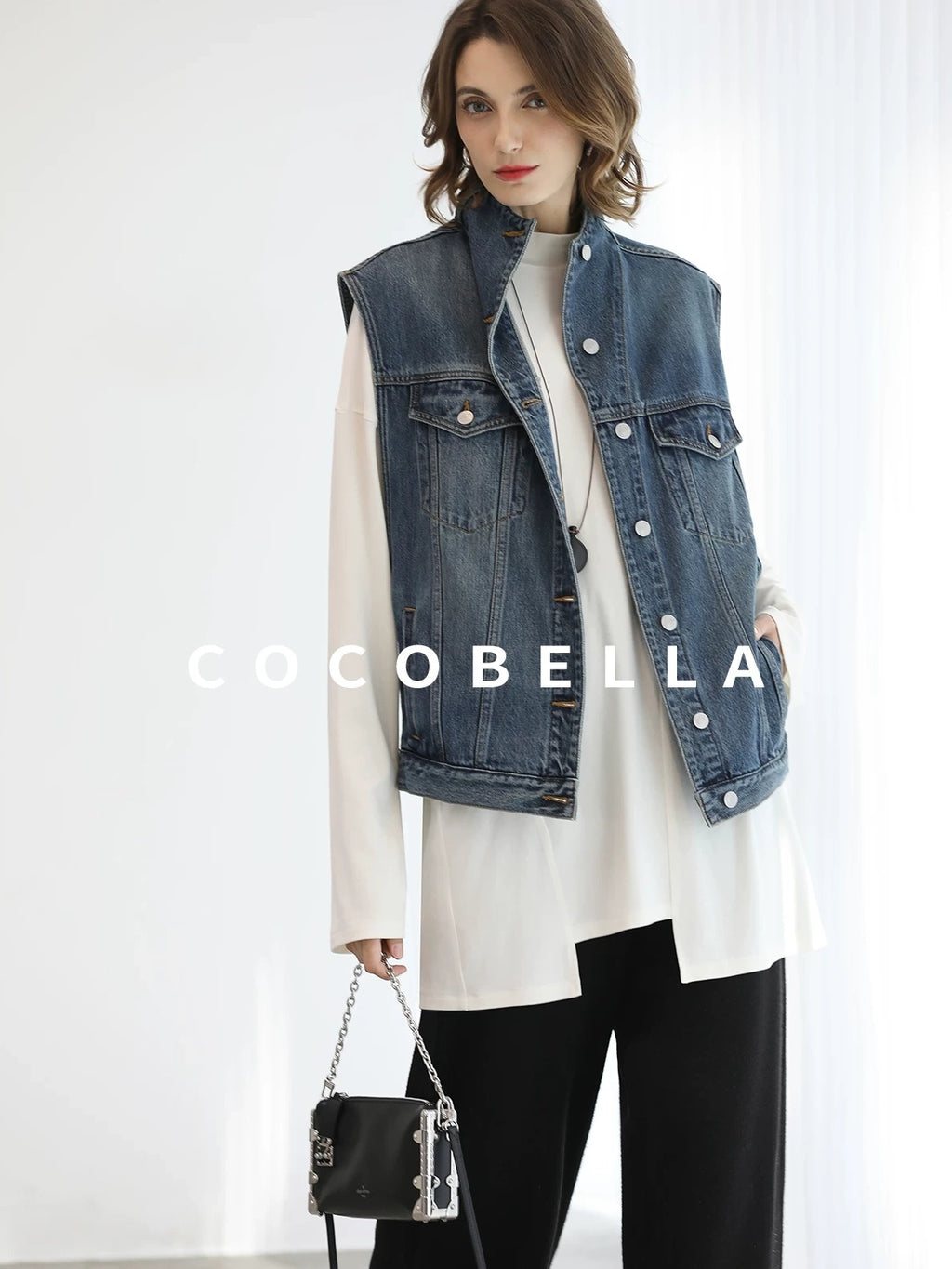 COCOBELLA High Waist Wide Leg Knit Elastic Waist Casual Loose Solid Color Women Pants
