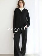 COCOBELLA High Waist Wide Leg Knit Elastic Waist Casual Loose Solid Color Women Pants