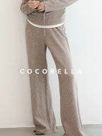 COCOBELLA High Waist Wide Leg Knit Loose Casual Women Viscose Polyester Nylon Blend Pants