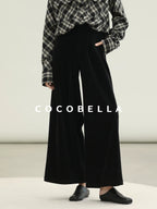 COCOBELLA High Waist Wide Leg Tailored Button Zipper Minimalist Office Work Pockets Pants