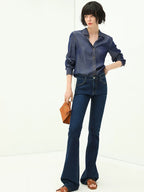 COCOBELLA High Waisted Stretch Vintage Slim Women Dark Blue Denim Jeans Pants