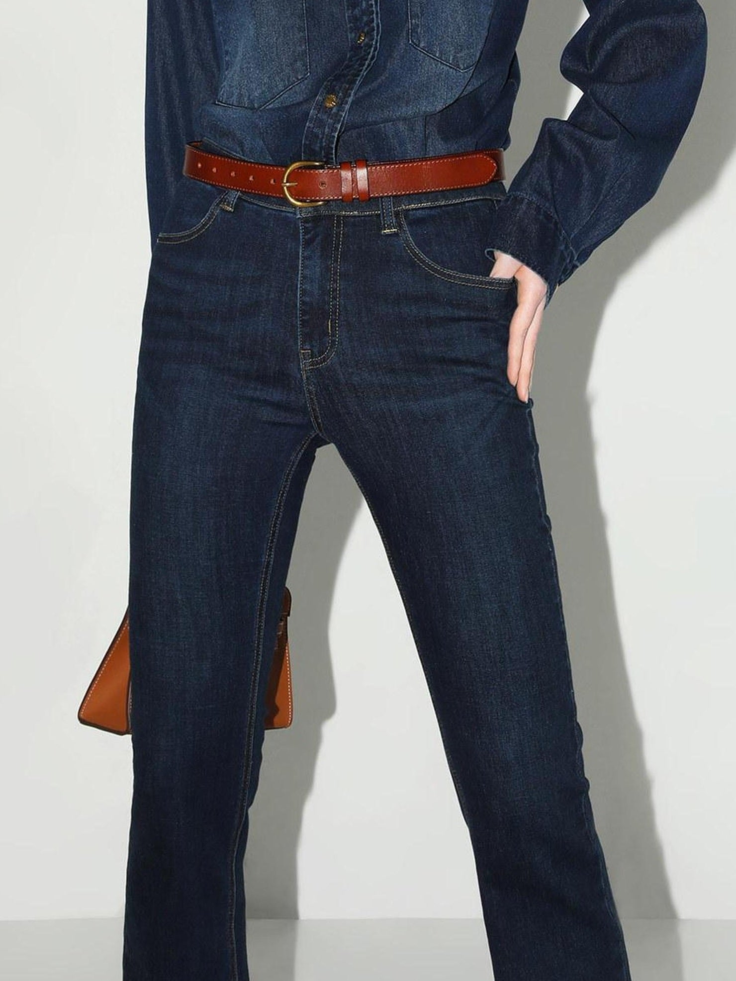 COCOBELLA High Waisted Stretch Vintage Slim Women Dark Blue Denim Jeans Pants