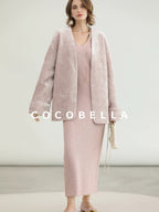 COCOBELLA Insulated Stretch Commuter Loose Mid Length Women Velvet Pink Padded Jackets