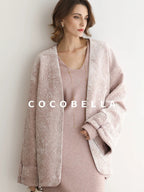 COCOBELLA Insulated Stretch Commuter Loose Mid Length Women Velvet Pink Padded Jackets
