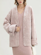 COCOBELLA Insulated Stretch Commuter Loose Mid Length Women Velvet Pink Padded Jackets