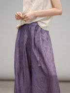 COCOBELLA Jacquard 3D Embellished Oriental Wide Leg Natural Waist Women Lyocell Pants