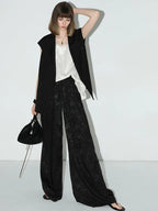 COCOBELLA Jacquard Stretch New Chinese Style Natural Waist Straight Leg Pants