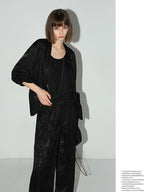COCOBELLA Jacquard Stretch New Chinese Style Natural Waist Straight Leg Pants