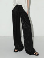 COCOBELLA Jacquard Stretch New Chinese Style Natural Waist Straight Leg Pants