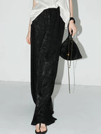 COCOBELLA Jacquard Stretch New Chinese Style Natural Waist Straight Leg Pants