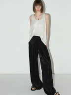 COCOBELLA Jacquard Stretch New Chinese Style Natural Waist Straight Leg Pants