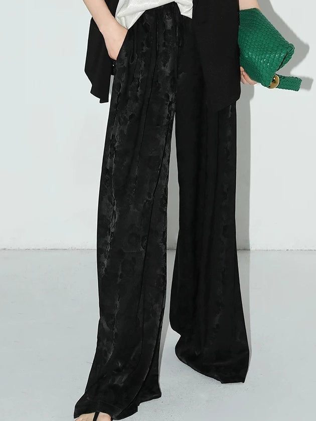 COCOBELLA Jacquard Stretch New Chinese Style Natural Waist Straight Leg Pants