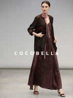 COCOBELLA Jacquard V Neck Neo Chinese A Line Sleeveless Office Travel Polyester Dresses