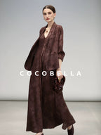 COCOBELLA Jacquard V Neck Neo Chinese A Line Sleeveless Office Travel Polyester Dresses