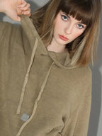 COCOBELLA Kangaroo Pocket Drawstring Streetwear Loose Fit Lantern Sleeves Hooded Hoodies