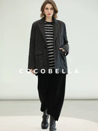 COCOBELLA Lightweight Mid Length Straight Office Commuter Women Black Padded Jackets