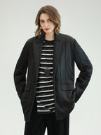 COCOBELLA Lightweight Mid Length Straight Office Commuter Women Black Padded Jackets
