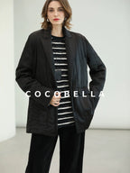 COCOBELLA Lightweight Mid Length Straight Office Commuter Women Black Padded Jackets