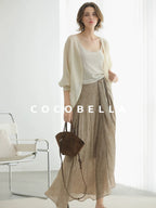 COCOBELLA Lightweight Viscose Silk Blend Straight Fit Long Sleeve Versatile Knit Sweater